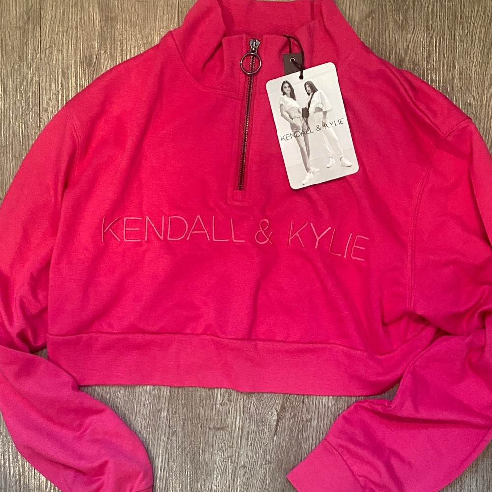 Kendall & Kylie Fuchsia Half-Zip Top